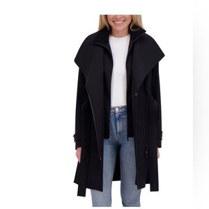 Halston Women's Belted Trench Coat Black